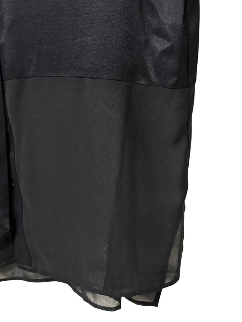 NWOT Zara Woman Mixed Media Semi-Sheer Satin Panel Button Up Long Sleeve Black M - Picture 6 of 15
